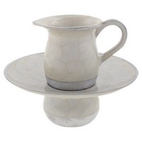 Aluminum Mayim Achronim Set with Beige Enamel Coating 6 inches