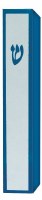 Yair Emanuel Anodized Mezuzah Square 10cm Blue & Silver