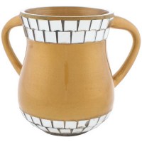 Gold Enamel Washing Cup with Mirror Tiles