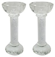 Candlesticks Crystal Crushed Glass Stems