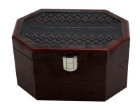 Esrog Box Mahogany With Leatherette Plaque