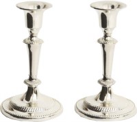 Candlesticks Silver Plated Raised Diagnols Design 5"
