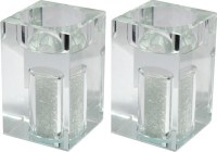 Candle Holders Square Crystal Crushed Glass