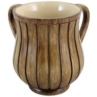 Polyresin Brown Washing Cup Woodlock Design