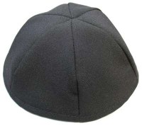 Black Terylene Yarmulka 6 Part Size 1