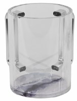 Acrylic Round Wash Cup Silver Handles Black White Marbleized Bottom 5"