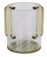 Acrylic Round Wash Cup Gold Handles Marbleized Bottom 5"