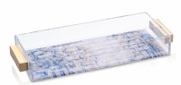 Lucite Bread Towel Tray Painted by Yosefa Blue 14"