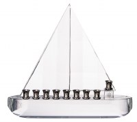 Crystal Candle Menorah Sailboat Design