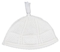 Knit Yarmulka Meah Shearim Style Large White