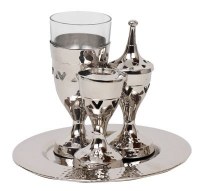 Hammered Havdalla Set Nickel Plated 4 Pieces