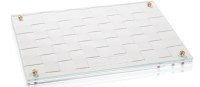 Glass Challah Board Faux Leather Accent Woven Design 11" x 16"