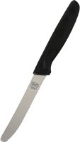 Black Kosher Kitchen Steak and Vegetable Knife Razor Sharp Curved Tip Serrated Edge 4.5"