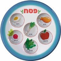 Disposable Seder Plate Bold Colored Design Blue 10.5"