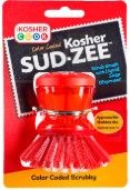 Red Meat Kosher Sud-Zee Scrub Brush with Liquid Dish Soap Dispenser