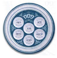 Round Melamine Seder Plate Floral Design Blue 12"