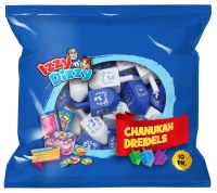 Wood Dreidels Blue and White 10 Pack with Play Money Coins