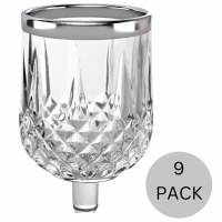 Crystal Oil Glass #13 Silver Rim 9 Pack
