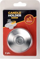 Metal Safety Candle Holder Medium Size Silver 2 Pack
