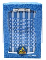 Chanukah Candles Blue and White Star Design 45 Pack