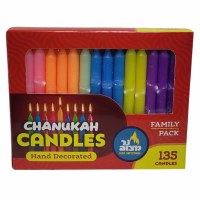 Chanukah Candles Hand Decorated Assorted Colors Family Pack 135 Count