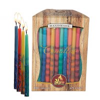 Beeswax Chanukah Candles Bold Colors 45 Count