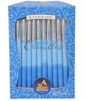 Chanukah Candles Hand Made Blue Silver Ombre 45 Count