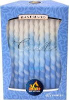 Handmade Chanukah Candles Wax Spiral Blue White 45 Count