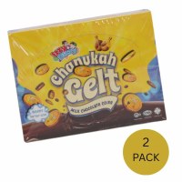 Milk Chocolate Chanukah Gelt in Net Bag Gold Wrapper 24 Count 2 Pack