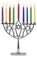 Prismatic Candle Menorah Chrome Plated with Magen David