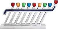 Aluminum Candle Menorah Gliding Glissando Design Silver