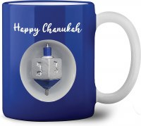 Ceramic Mug Chanukah Spinning Dreidel Design