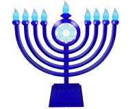 LED Menorah Classic Style Remote Control Blue