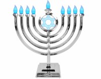 LED Menorah Classic Style Remote Control Silver