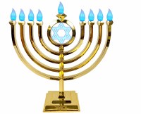 LED Menorah Classic Style Remote Control Gold