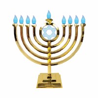 Electric LED Plastic Menorah Classic Design Gold