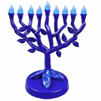 LED Menorah Tree of Life Design Remote Control Blue