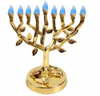 LED Menorah Tree of Life Design Remote Control Gold