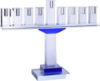 Crystal Menorah Blue Accented Stem