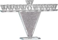 Crystal Menorah Crushed Glass Filled V Shape Design