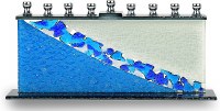 Glass Candle Menorah Hand Crafted Pebbles Design Blue White