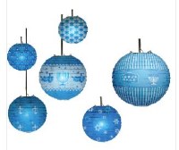 LED Ball Lanterns Chanukah Theme Blue 6 Pack
