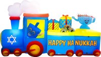 Outdoor Inflatable Train Chanuka Decoration Blue 8.5'