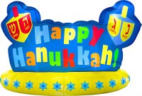 Outdoor Inflatable Happy Chanukah Banner Chanuka Decoration Blue Yellow 6'