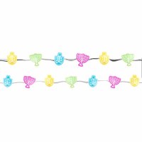 Mini Hanukkah String Lights Dreidel and Menorah Design Multi Color Battery Operated 14'