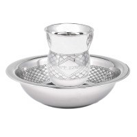 Wash Cup and Bowl Set Stainless Steel Diamond Design