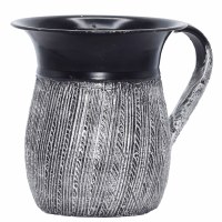 Wash Cup Stainless Steel Black and White Stripes Design