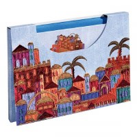 Yair Emanuel Notelets and Envelopes with Case Jerusalem Buildings Design Blue 10 Pack