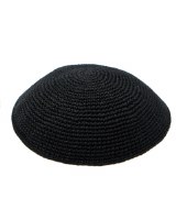 Black Thick Cloth Knitted Kippah Serugah 20cm