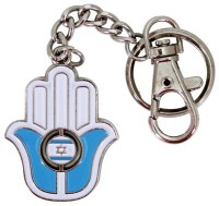 Key Chain with Hamsa and Israeli Flag